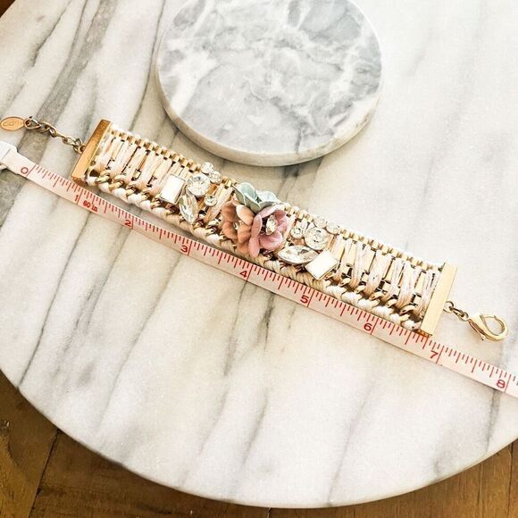 Aldo Flower Bracelet Pink Multicolor Woven Wrap Boho Summer Barbiecore - Picture 3 of 3